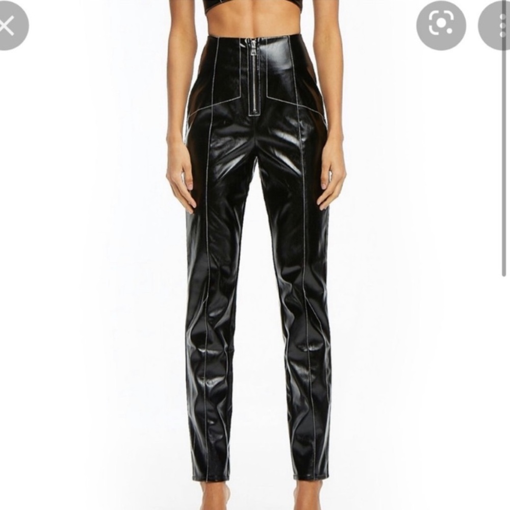 I.Am.Gia, Winona Black Patent Vegan Leather Hi Rise Pants, Size Small